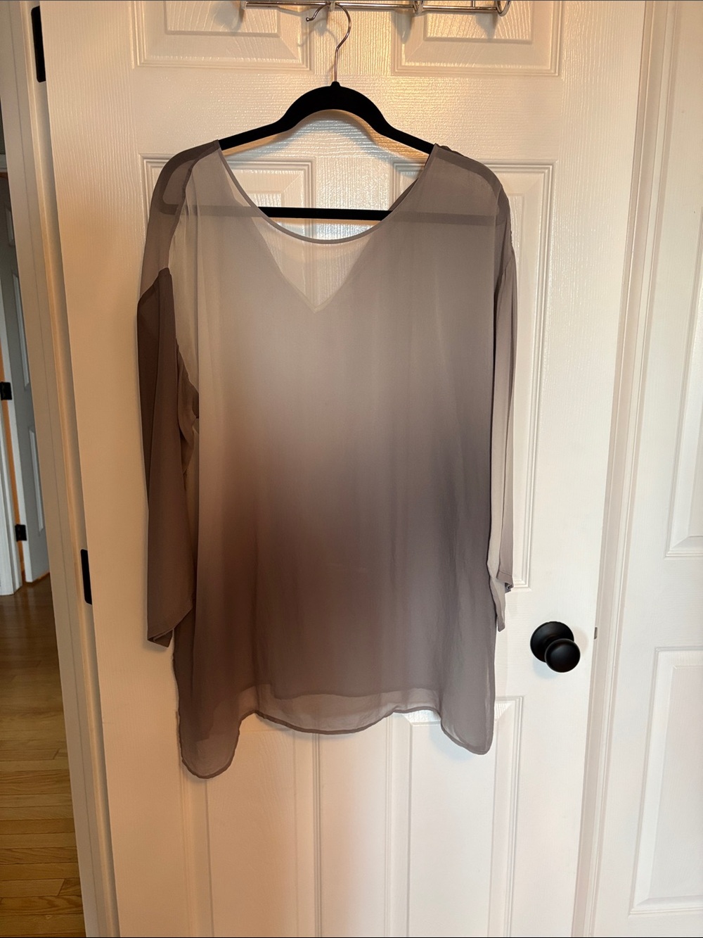 Eileen Fisher Sheer ombré grey blouse